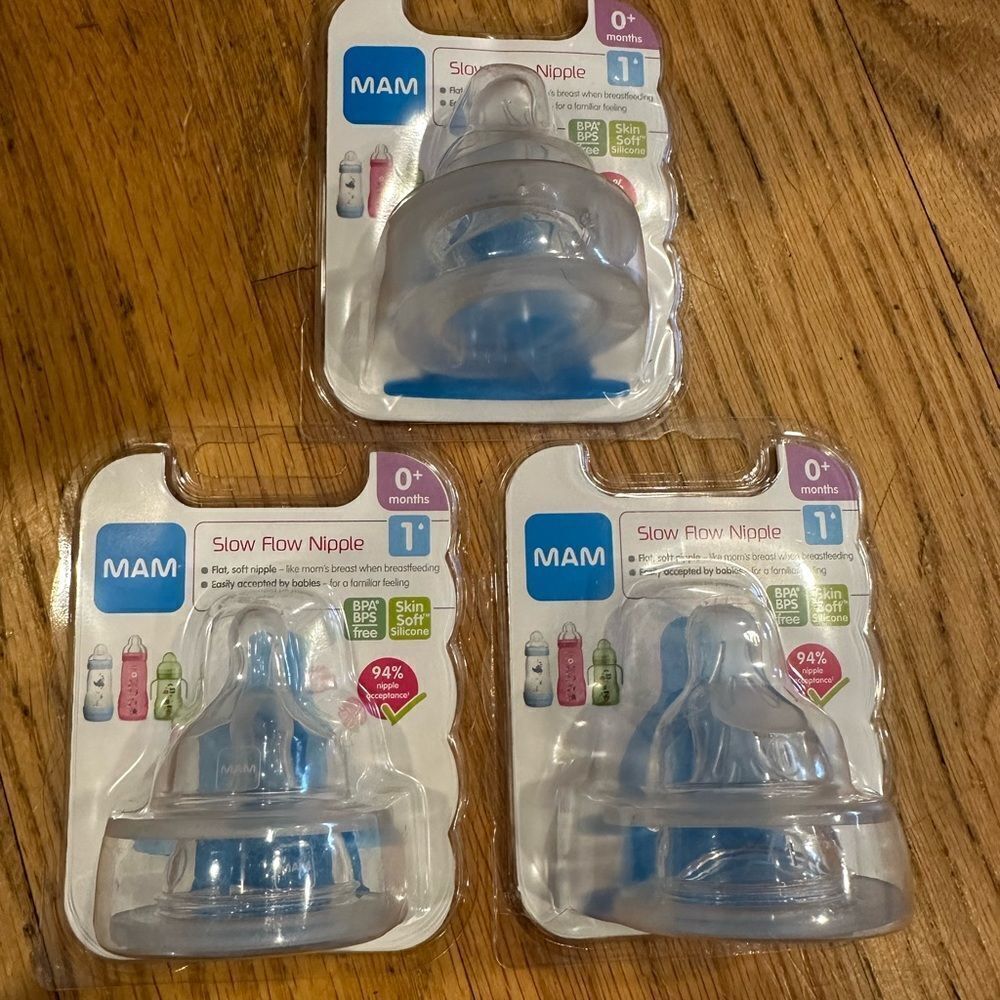 MAM slow flow baby nipples 3pk clear
